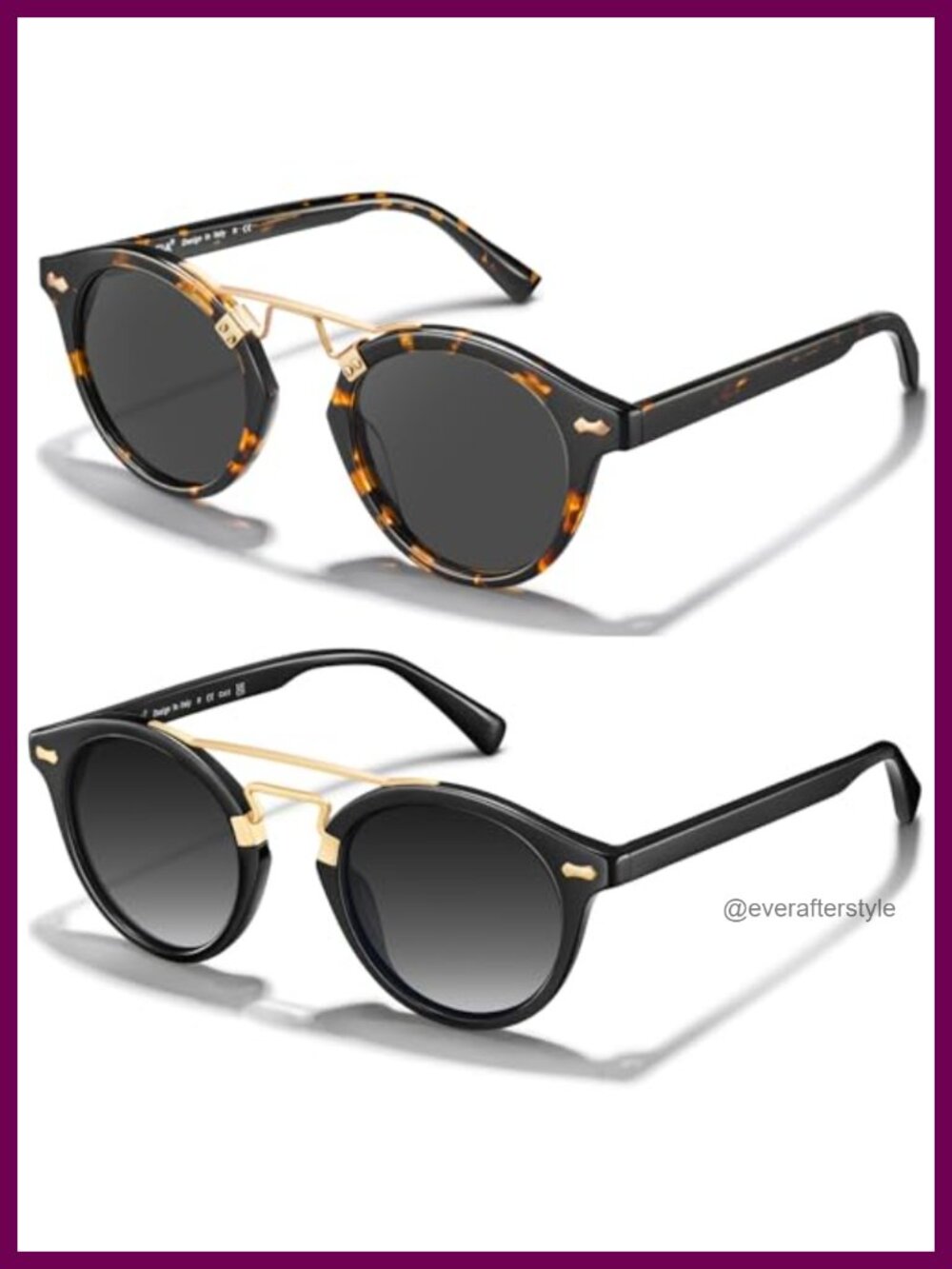 Acetate Double Bridge Polarized Round Sunglasses UV Protection